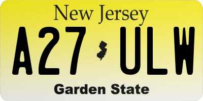 NJ license plate A27ULW