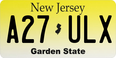 NJ license plate A27ULX