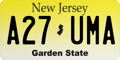 NJ license plate A27UMA