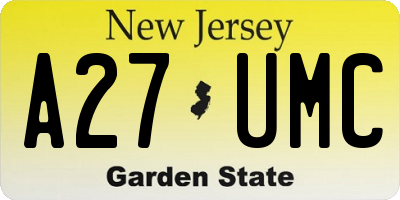 NJ license plate A27UMC