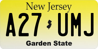NJ license plate A27UMJ