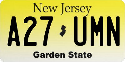 NJ license plate A27UMN