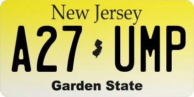 NJ license plate A27UMP