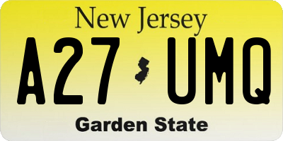 NJ license plate A27UMQ