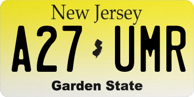 NJ license plate A27UMR