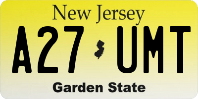 NJ license plate A27UMT
