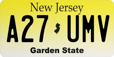 NJ license plate A27UMV