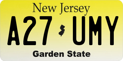 NJ license plate A27UMY
