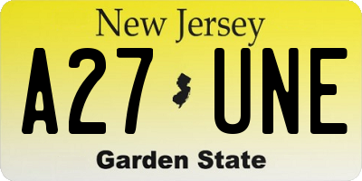 NJ license plate A27UNE