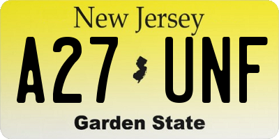 NJ license plate A27UNF