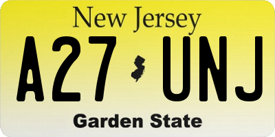 NJ license plate A27UNJ