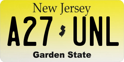 NJ license plate A27UNL