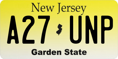 NJ license plate A27UNP