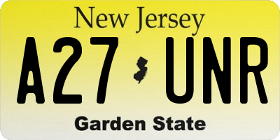 NJ license plate A27UNR