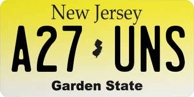 NJ license plate A27UNS