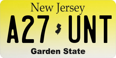NJ license plate A27UNT