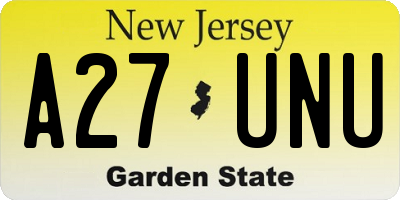 NJ license plate A27UNU