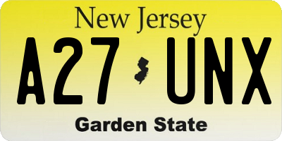 NJ license plate A27UNX