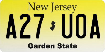 NJ license plate A27UOA