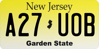 NJ license plate A27UOB
