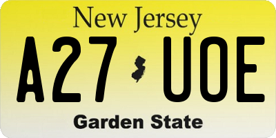 NJ license plate A27UOE