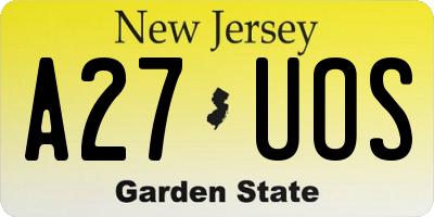 NJ license plate A27UOS