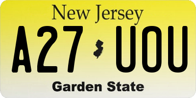 NJ license plate A27UOU