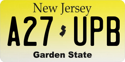 NJ license plate A27UPB