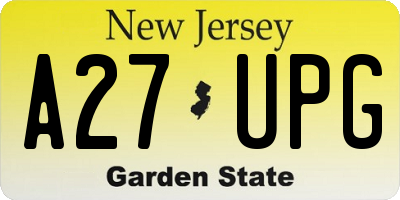 NJ license plate A27UPG