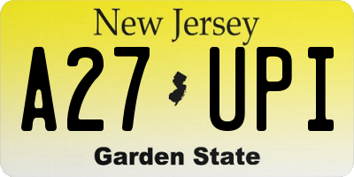NJ license plate A27UPI