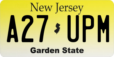 NJ license plate A27UPM
