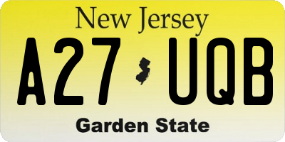 NJ license plate A27UQB