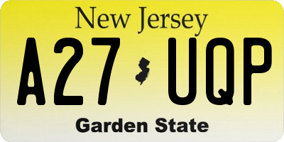 NJ license plate A27UQP