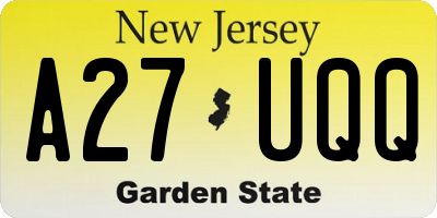 NJ license plate A27UQQ