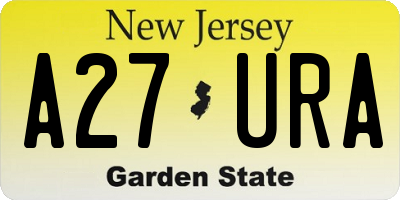 NJ license plate A27URA