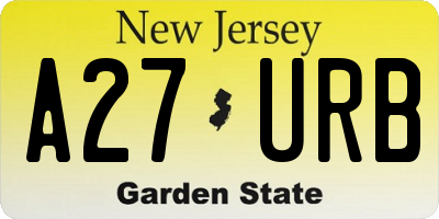 NJ license plate A27URB