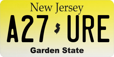 NJ license plate A27URE