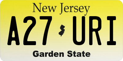 NJ license plate A27URI