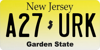 NJ license plate A27URK