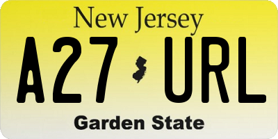 NJ license plate A27URL