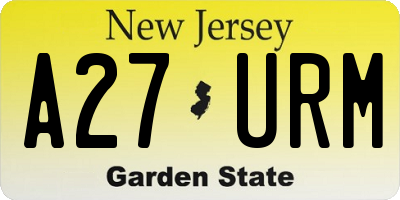 NJ license plate A27URM