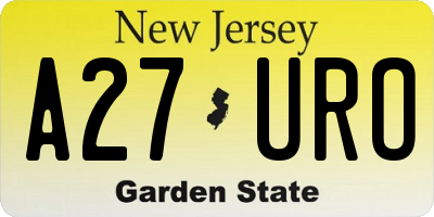 NJ license plate A27URO
