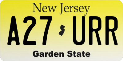 NJ license plate A27URR