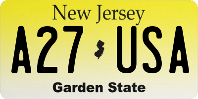NJ license plate A27USA