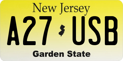NJ license plate A27USB