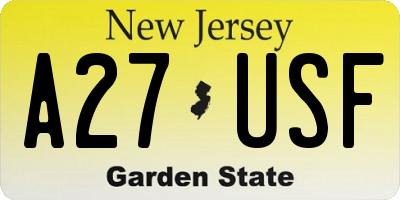 NJ license plate A27USF