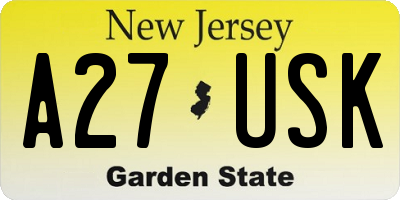 NJ license plate A27USK