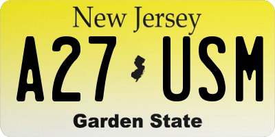 NJ license plate A27USM