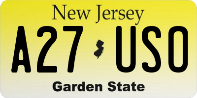 NJ license plate A27USO