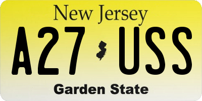 NJ license plate A27USS